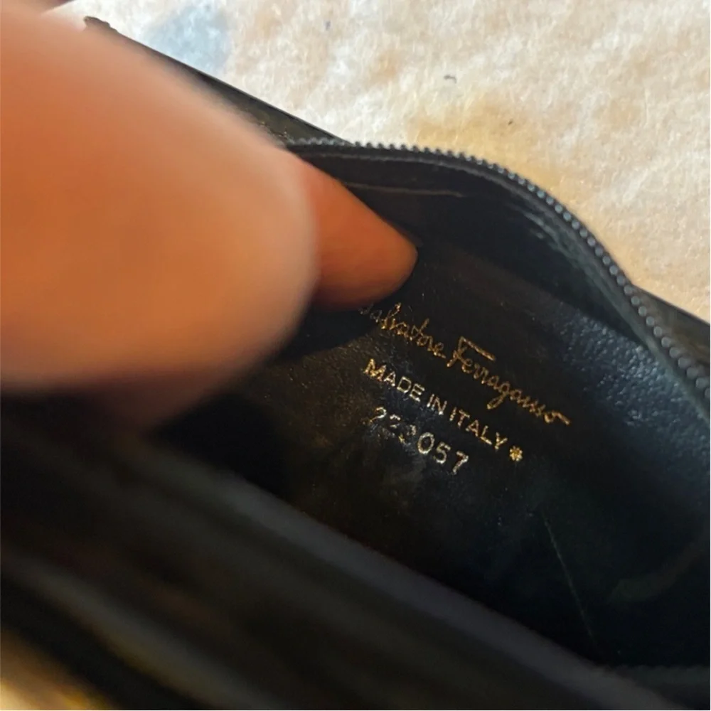 Salvatore Ferragamo Black Wallet with Gold Accents EUC